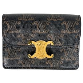 Céline Celine Business Card Holder in Coated Canvas and Leather