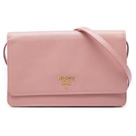Portafoglio Prada Pink Saffiano con tracolla