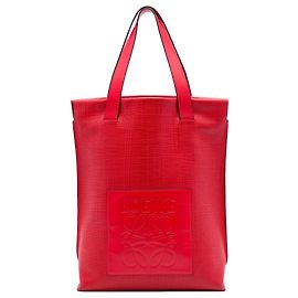 Sac Shopper Tote LOEWE en cuir rouge avec Anagramme