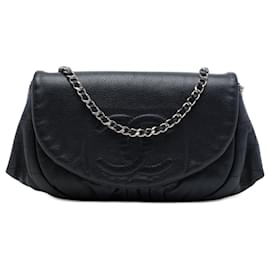 Chanel Black CC Caviar Half Moon Wallet on Chain