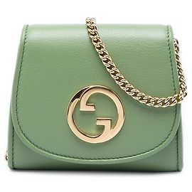 Portafoglio con catena Blondie Gucci Green Medium in pelle di vitello