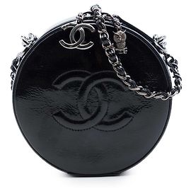 Borsa Chanel Black CC Patent Round as Earth Bag