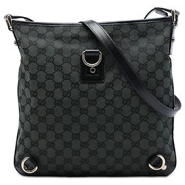Borsa a tracolla Gucci Green GG Canvas Abbey D Ring