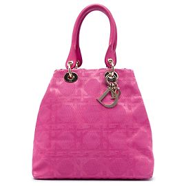 Bolso Tote Dior Soft Lady Dior Pequeño de Lona Cannage Rosa