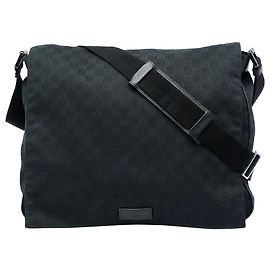 Sac messager Gucci en toile GG noire