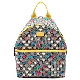 Gucci GG Supreme Web Hearts Rucksack für Kinder Beige