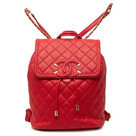 Chanel Red Quilted Caviar CC Filigree Rucksack