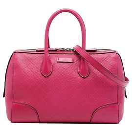 Borsa Boston Gucci in vitello lucido rosa con diamanti
