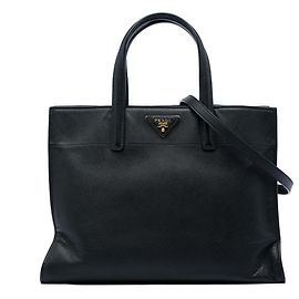 Bolso Tote Prada Black Saffiano Soft Triple Pocket