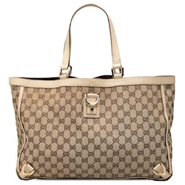 Borsa Tote Gucci Abbey D Ring in tela GG beige