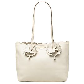 Miu Miu Tote aus weißem Leder mit Blume