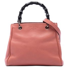 Borsa Gucci Bamboo Shopper Small in pelle di vitello rosa