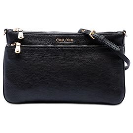 Miu Miu Borsa a tracolla Madras in pelle di capra nera con doppia zip