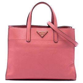 Saco Tote Prada Pink Saffiano Soft Triple Pocket