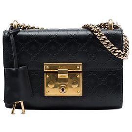 Gucci Borsa a Tracolla Guccissima Bee Padlock Small Nera