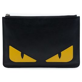Clutch Monster in pelle nera Fendi
