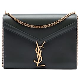 Bolsa Saint Laurent Cassandra com fecho monograma em couro de bezerro liso verde