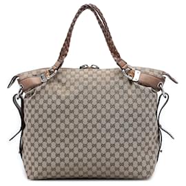 Tote Gucci Beige Large GG Canvas Bamboo Bar