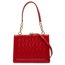 Miu Miu Solitaire Satchel aus rotem Matelassé Lammleder mit Kiss-Lock-Verschluss