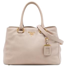 Borsa Tote aperta convertibile Prada in Vitello Phenix marrone