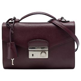 Bolsa Satchel Prada Red Saffiano Lux Sound Lock