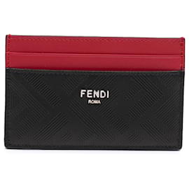 Fendi Black Zucca Shadow Calfskin Colorblock Card Holder