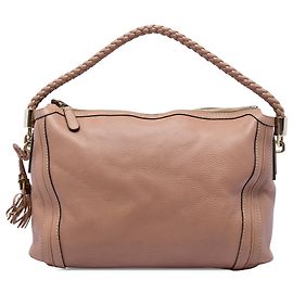 Gucci Bella Schultertasche aus genarbtem Kalbsleder braun Medium