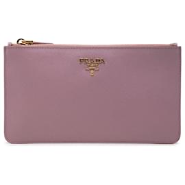 Pouch piatta Prada in Saffiano rosa