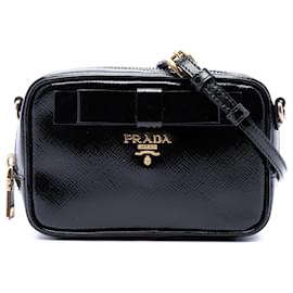 Borsa Camera Prada in Saffiano Vernice Nera con Fiocco