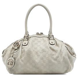 Borsa Satchel Gucci White Guccissima Sukey