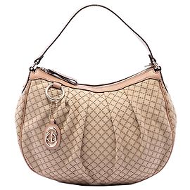 Borsa a tracolla Gucci Sukey in tela Diamante beige