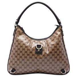 Bolsa de Ombro Gucci Beige GG Crystal Abbey D Ring