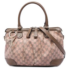 Borsa Satchel Gucci Beige GG Canvas Sukey