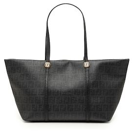 Fendi Tote aus beschichtetem Zucchino-Canvas in Schwarz