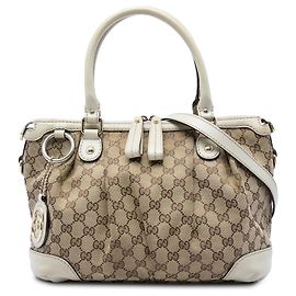Borsa Satchel Gucci Beige GG Canvas Sukey