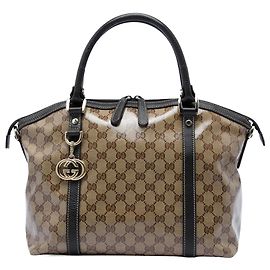Bolso Dome Gucci Beige Medium GG con colgante de cristal