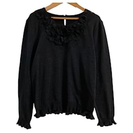 Autre Marque Leilian Mesh-Blumen-Lamé-Strickpullover