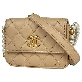 Borsa a tracolla Chanel Beige Matelassé