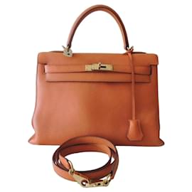 Borsa Hermès Kelly II 32 Sellier morbida in pelle Togo - Orange