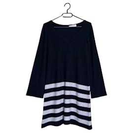 Sonia Rykiel gestreiftes Strickkleid aus Wolle - Schwarz-Grau