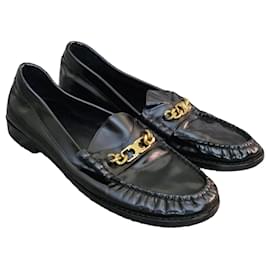 Celine Loafer aus schwarzem Leder mit Kette - Céline