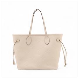 Louis Vuitton Borsa a tracolla Shopper Neverfull MM in pelle Empreinte Bianca