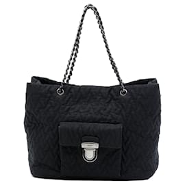 Borsa Tote con catena Prada Impuntu Tessuto Nera