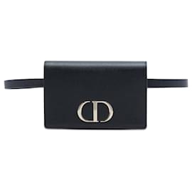 Borsa cintura 2 in 1 30 Montaigne Dior in pelle di vitello martellata nera