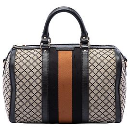 Borsa Boston Satchel Gucci Joy Medium in tela Diamante e Web nera