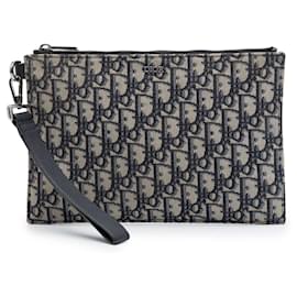 Pouch Clutch A5 in tela Dior Oblique blu
