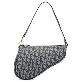 Borsa a tracolla Pochette Saddle Mini Diorissimo in tela blu Dior