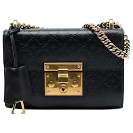 Borsa a tracolla Gucci Small Guccissima Bee Padlock nera