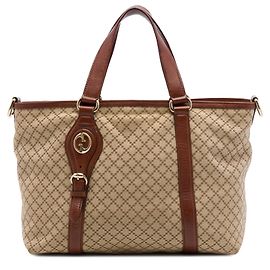 Bolsa Satchel Gucci Diamante Canvas 1973 Bege