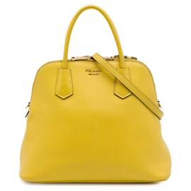 Borsa Dome Prada Large in pelle Saffiano gialla